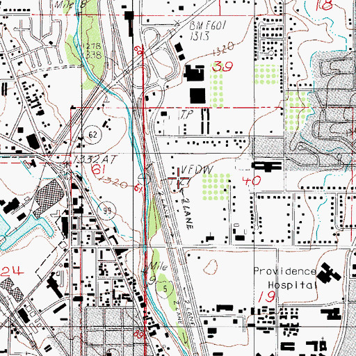 Topographic Map of Department of Motor Vehicles Medford Drive Test Center, OR