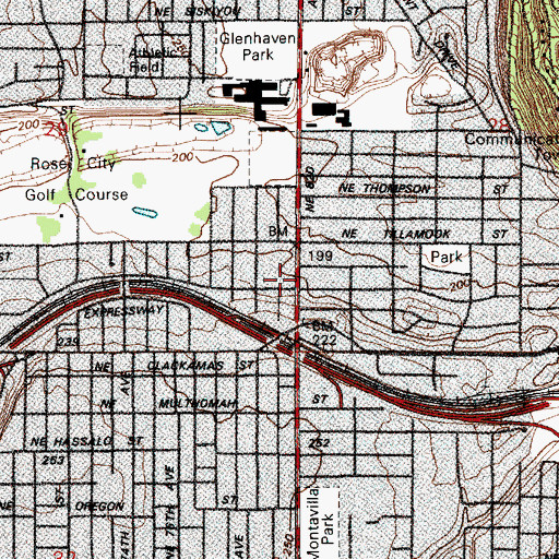 Topographic Map of Department of Motor Vehicles Northeast Portland, OR