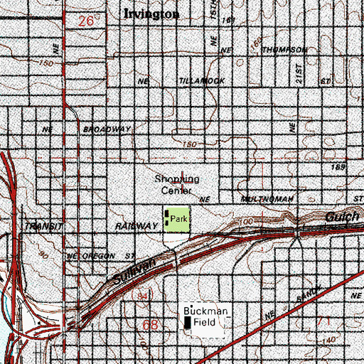 Topographic Map of Department of Motor Vehicles Portland Lloyd Center, OR