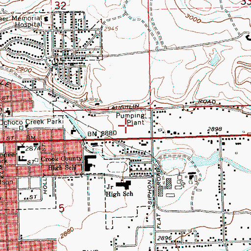 Topographic Map of Department of Motor Vehicles Prineville, OR