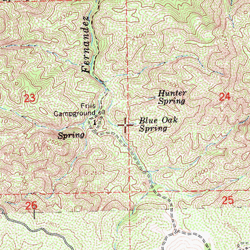 Topographic Map of Blue Oak Spring, CA