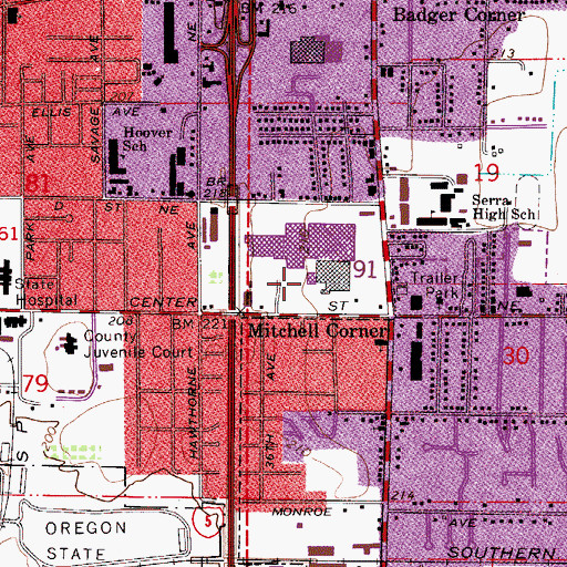 Topographic Map of Department of Motor Vehicles Salem North, OR