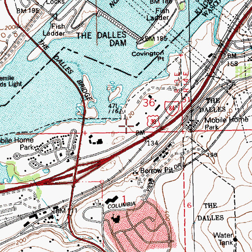 Topographic Map of Department of Motor Vehicles The Dalles, OR