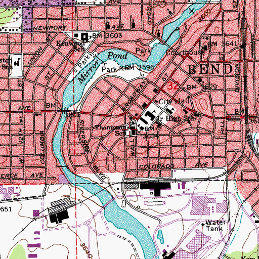 Topographic Map of Deschutes Historical Museum, OR