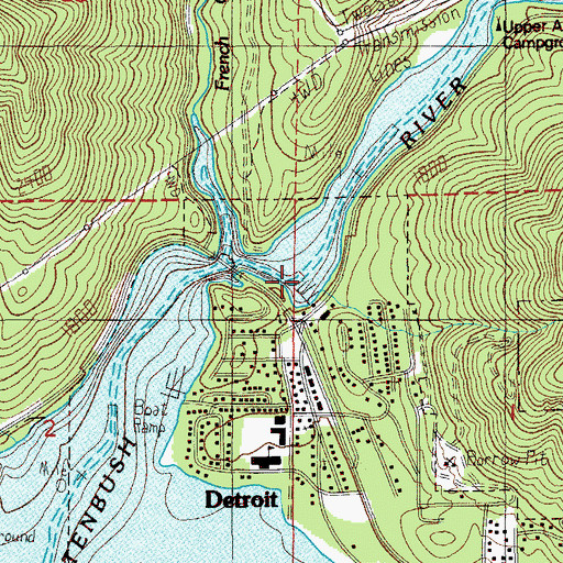 Topographic Map of Detroit Lake Marina, OR