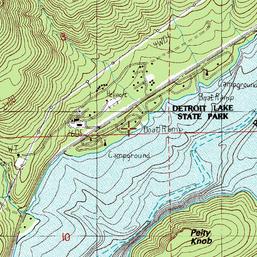 Topographic Map of Detroit Lake State Park Boat Ramp D, OR