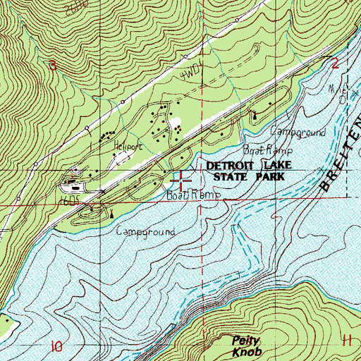 Topographic Map of Detroit Lake State Park Moorage Boat Dock F, OR