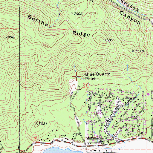 Topographic Map of Blue Quartz Mine, CA