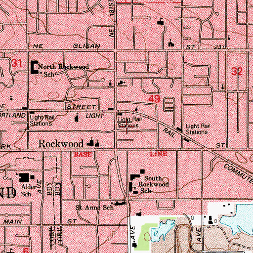 Topographic Map of East 181st Avenue Park and Ride, OR