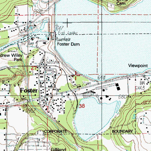 Topographic Map of Edgewater RV Resort and Marina, OR