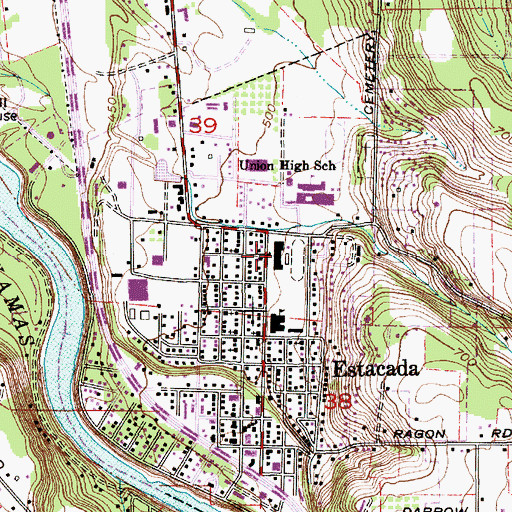Topographic Map of Estacada Auditorium, OR