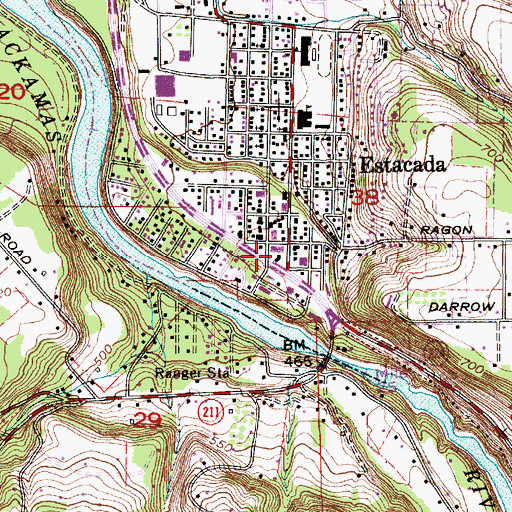Topographic Map of Estacada Municipal Court, OR