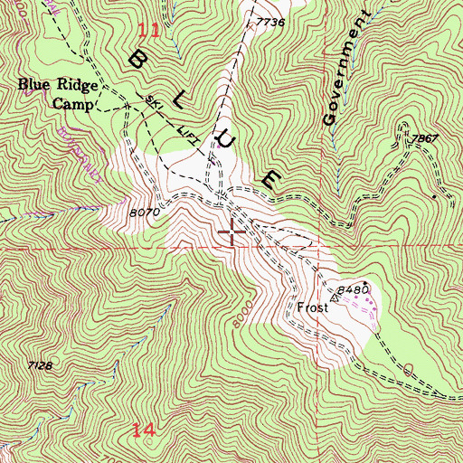 Topographic Map of Blue Ridge, CA