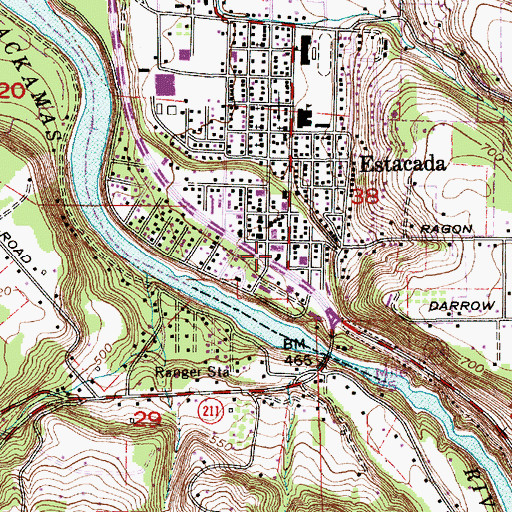 Topographic Map of Etacada City Hall, OR