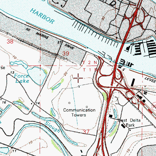 Topographic Map of Expo Center Park and Ride, OR
