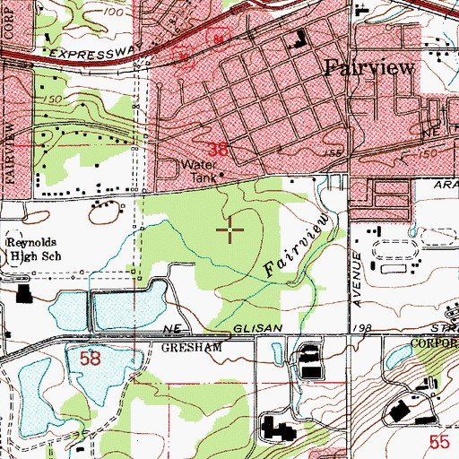 Topographic Map of Fairview - Columbia Public Library, OR