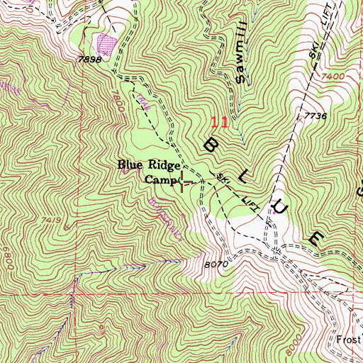Topographic Map of Blue Ridge Camp, CA