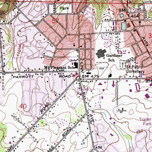 Topographic Map of First Presbyterian Church Park and Ride, OR