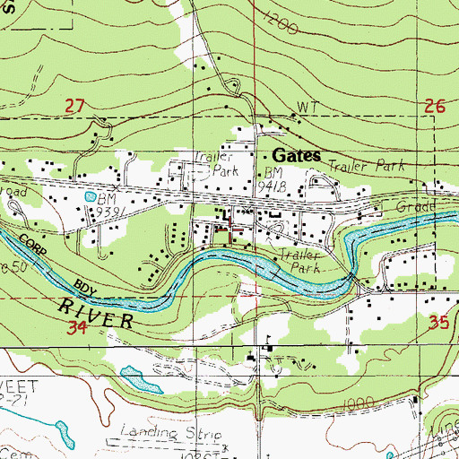 Topographic Map of Gates City Hall, OR