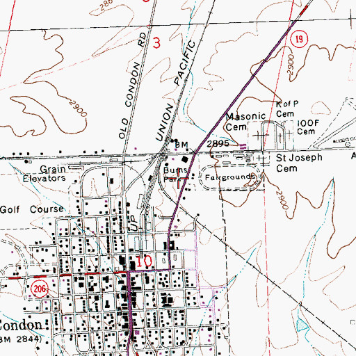 Topographic Map of Gilliam County Historical Society Depot Museum, OR