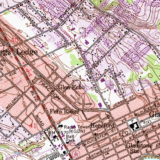 Topographic Map of Gladstone Public Works, OR