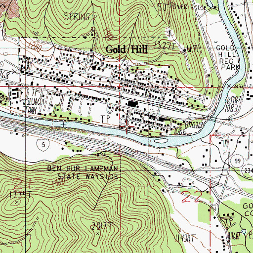 Topographic Map of Gold Hill Historical Society Museum, OR
