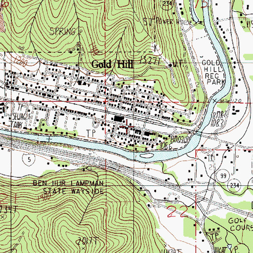 Topographic Map of Gold Hill Library, OR