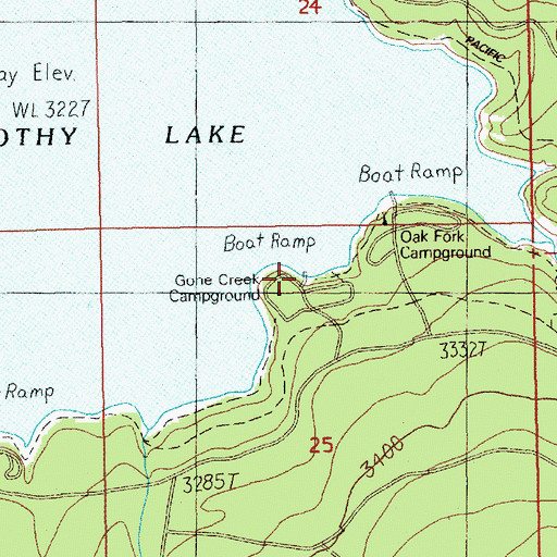Topographic Map of Gone Creek Boat Launch, OR