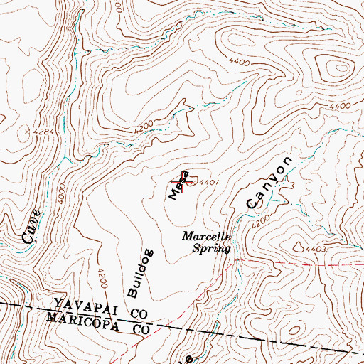 Topographic Map of Bulldog Mesa, AZ
