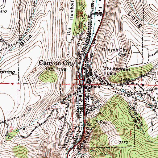Topographic Map of Grant County Historical Museum, OR