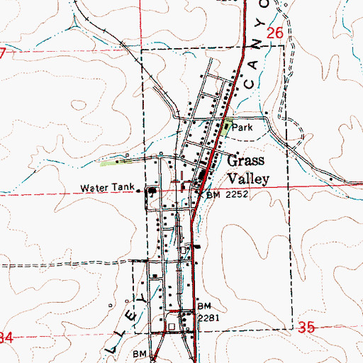 Topographic Map of Grass Valley Public Works Department, OR