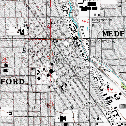 Topographic Map of Greyhound Bus Station, OR