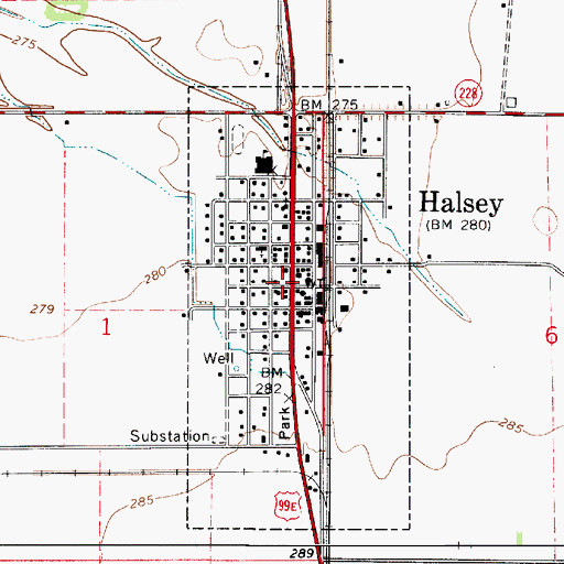 Topographic Map of Halsey City Hall, OR