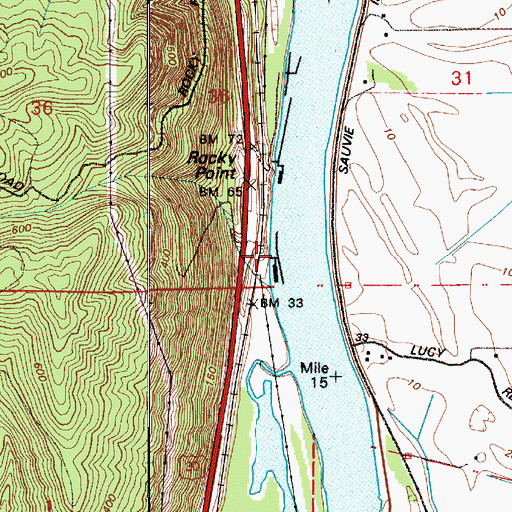 Topographic Map of Happy Rock Moorage, OR