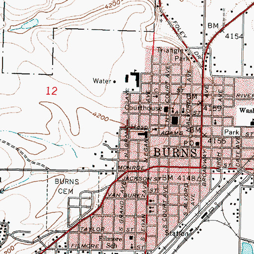 Topographic Map of Harney County Health Department, OR