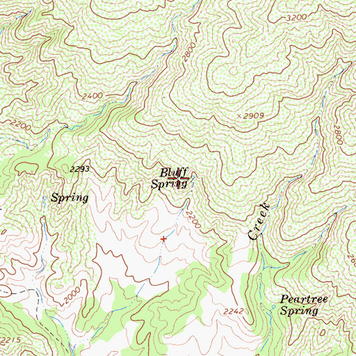 Topographic Map of Bluff Spring, CA