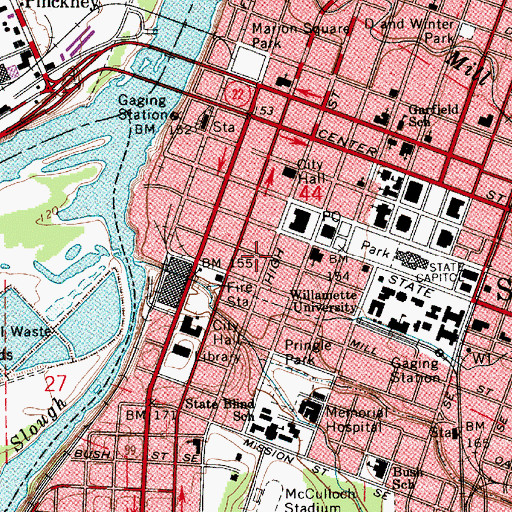 Topographic Map of Historic Elsinore Theater, OR