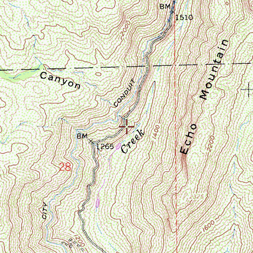 Topographic Map of Bob Owens Canyon, CA