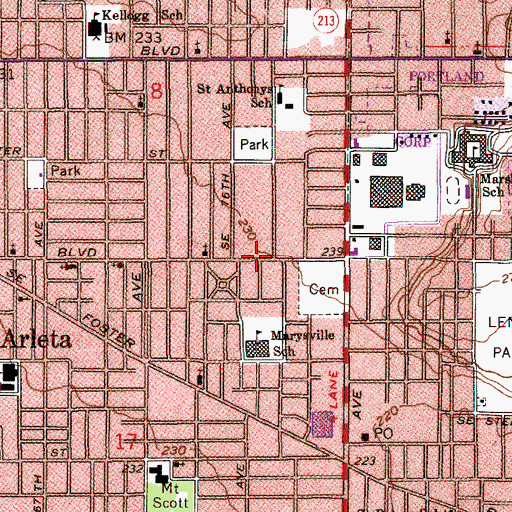 Topographic Map of Holgate Library, OR