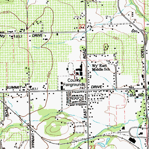 Topographic Map of Hood River County Fairgrounds, OR
