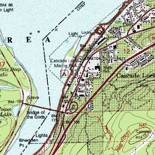 Topographic Map of Hood River County Justice Court, OR