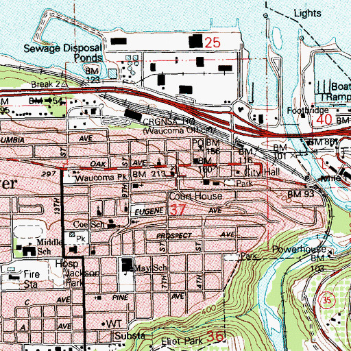 Topographic Map of Hood River County Library, OR