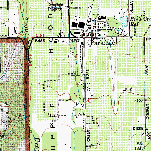 Topographic Map of Hood River County Library Parkdale Branch, OR