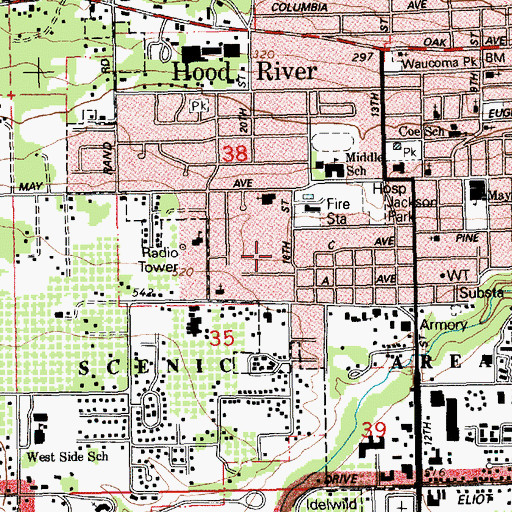 Topographic Map of Hood River County Public Works Department, OR