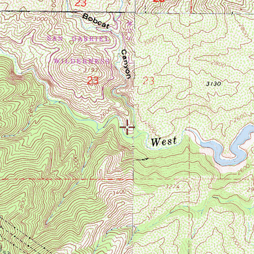 Topographic Map of Bobcat Canyon, CA