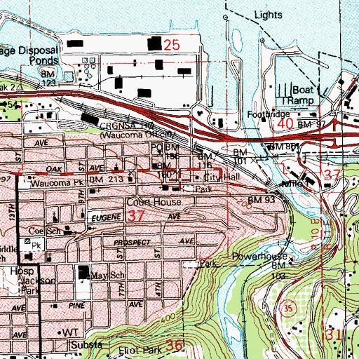 Topographic Map of Hood River Municipal Court, OR