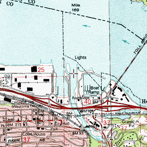 Topographic Map of Hood River Waterfront Park Amphitheatre, OR