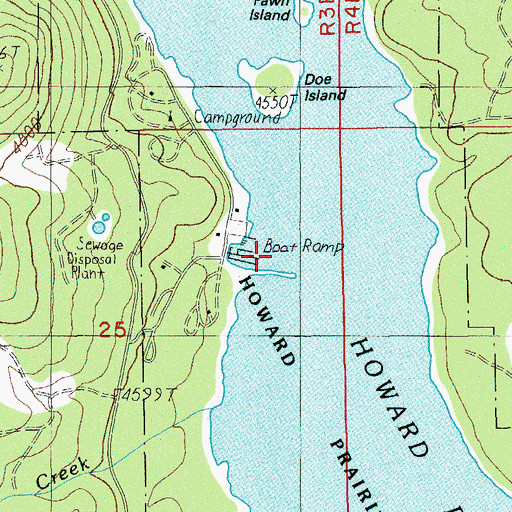 Topographic Map of Howard Prairie Lake Resort Marina, OR