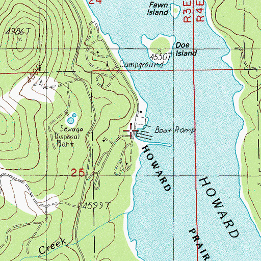 Topographic Map of Howard Prairie Resort Jackson County Boat Ramp, OR