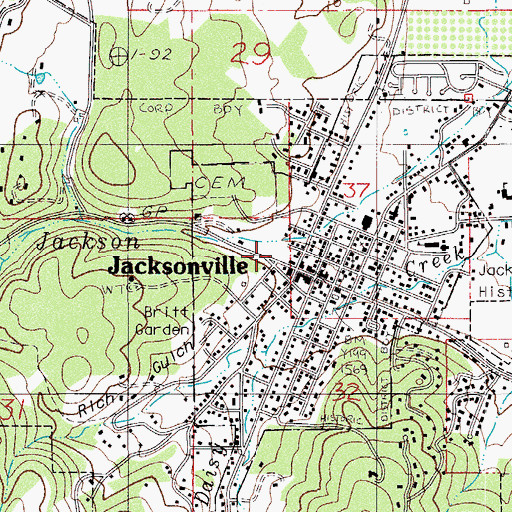 Topographic Map of Jacksonville Branch Library, OR